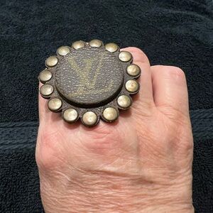 NWOT Gorgeous Adjustable LV Ring made from upcycled material. Sz adjustable